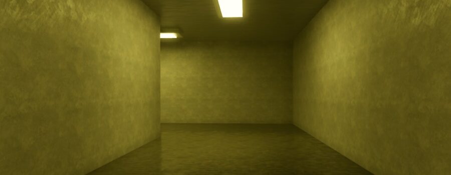 Image of a creepy back hallway.