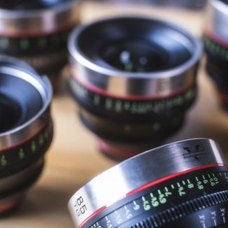 Image of Canon V35 prime lenses.