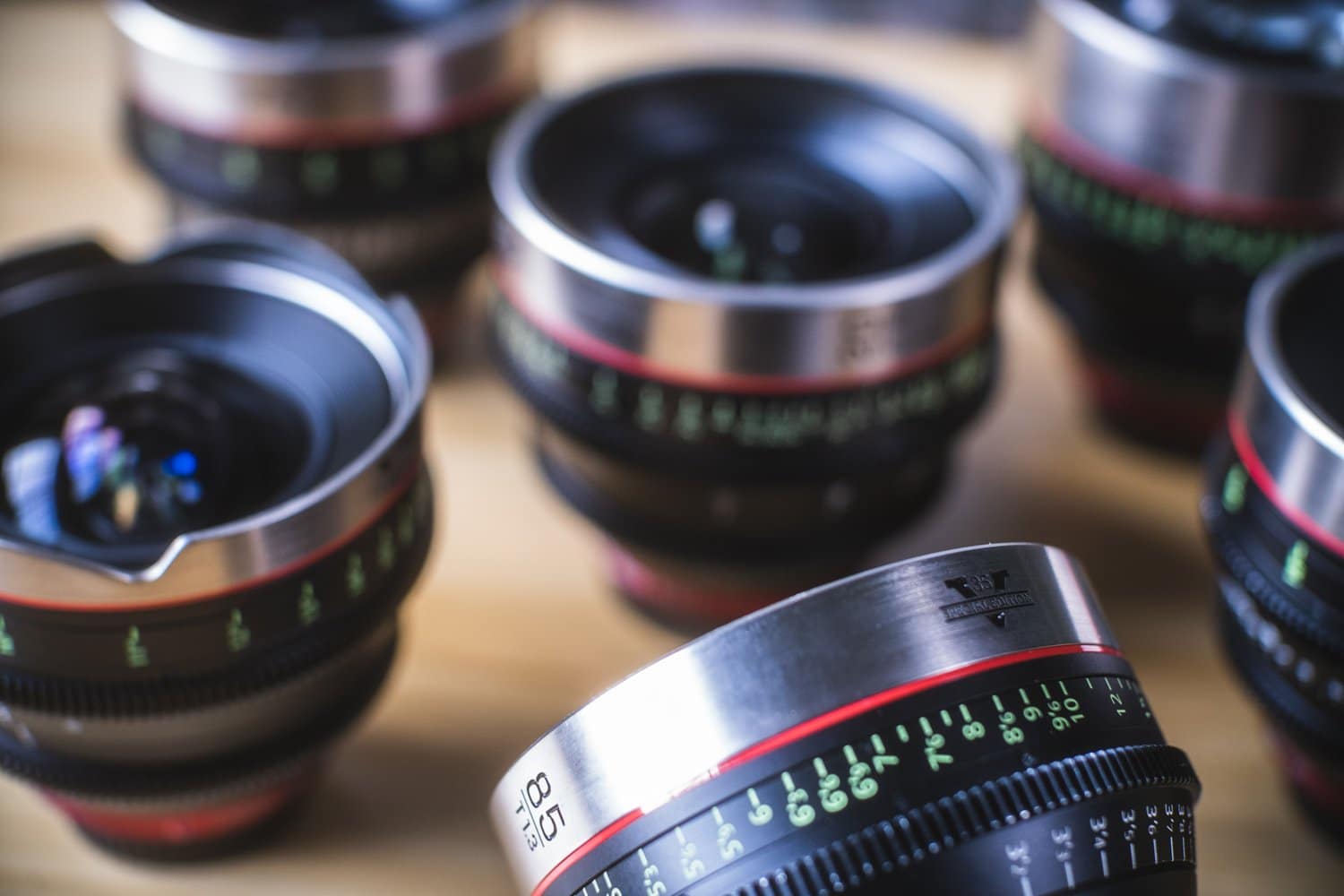 Image of Canon V35 prime lenses.